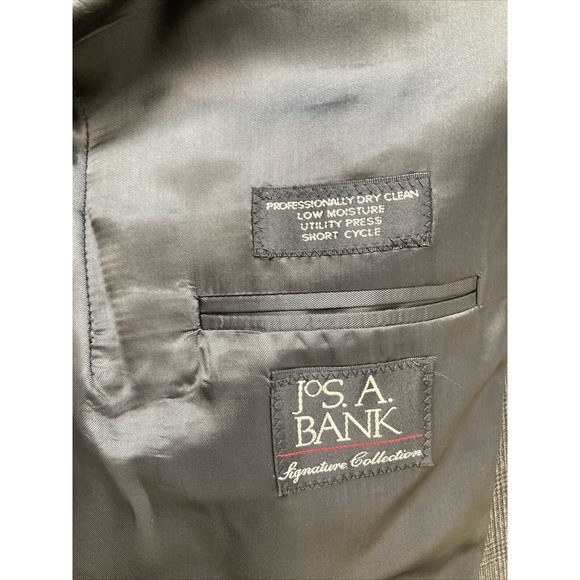 Jos A Bank Signature Collection Grey Plaid 43R 100% Wool Pants 36x29 - Picture 8 of 16